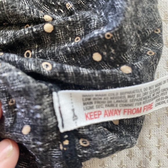 Free People Intimately Mini Slip Dress Ruffled Black Gold Dot Medium Button Back - Picture 10 of 13